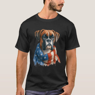 Boxer American Flag Patriotic Boxer Dog Lover 4th  T-Shirt