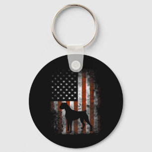 Boxer American Flag Shirt Usa 4th Of July Dog Gift Key Ring