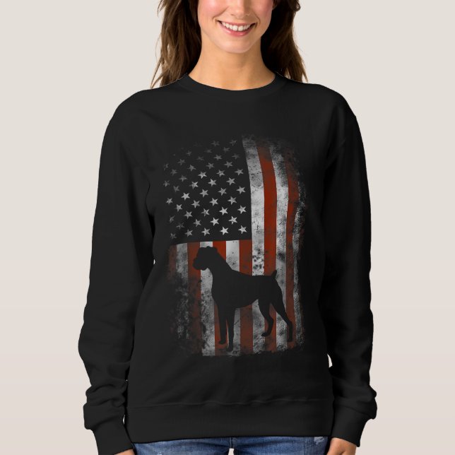 Boxer American Flag USA 4th Of July Dog Gifts Sweatshirt (Front)