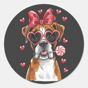 Boxer and Lollipop New Valentine's Icon. Classic Round Sticker