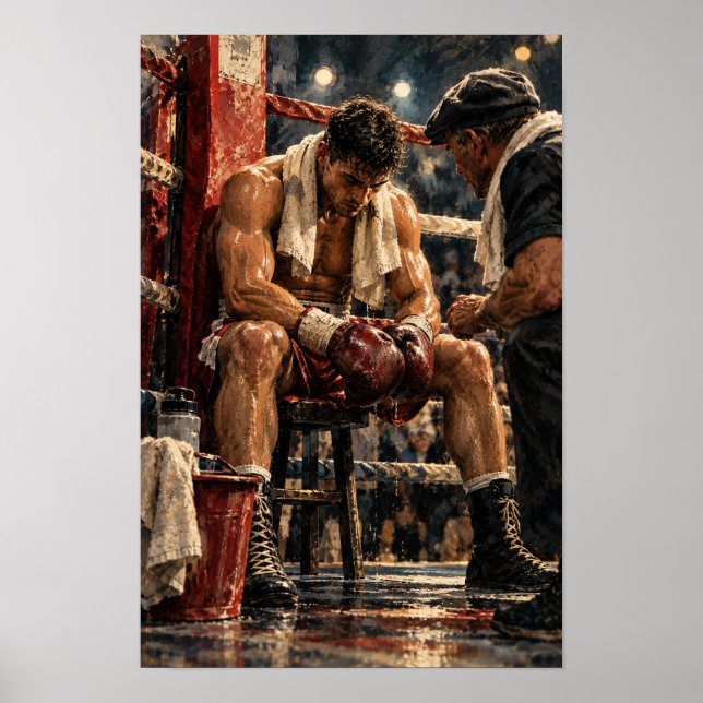 Boxer and Trainer Between Rounds Boxing Corner Wal Poster (Front)