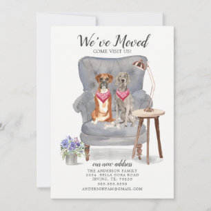 Boxer and Weimaraner Dog Moving Announcement