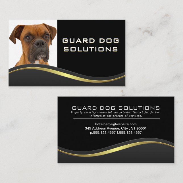 Boxer | Animal Training | Black Yellow Wave  Business Card (Front/Back)