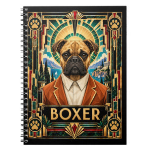 Boxer, Art Deco Dog Notebook