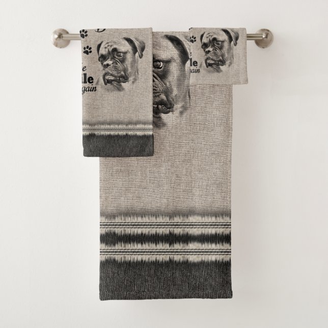 Boxer art when everything fails quote bath towel set (Insitu)