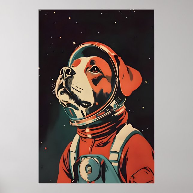 Boxer Astronaut Poster, Boxer Retro Print, Boxer Poster (Front)