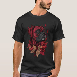 Boxer Autumn Leaves Fall Dog Boxer Mum T-Shirt