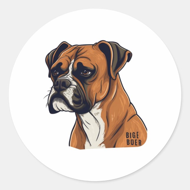 Boxer Bark Designs Punchy Graphic designs Classic Round Sticker (Front)