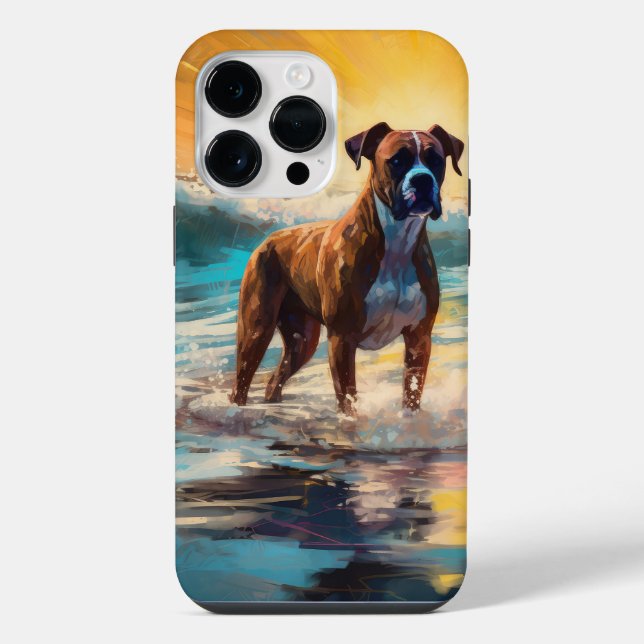 Boxer Beach Surfing Painting iPhone Case (Back)