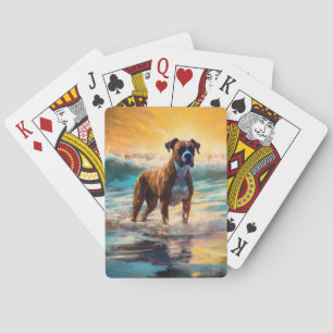 Boxer Beach Surfing Painting Playing Cards