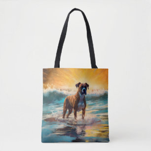 Boxer Beach Surfing Painting Tote Bag