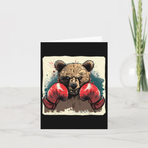 Boxer Bear With Boxing Gloves Kickboxing Funny Box Card