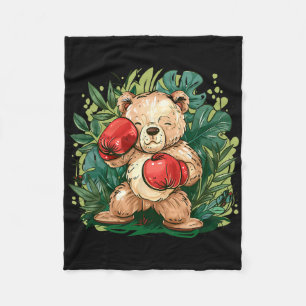 Boxer Bear With Boxing Gloves Kickboxing Funny Box Fleece Blanket