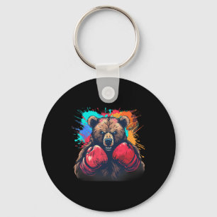 Boxer Bear With Boxing Gloves Kickboxing Funny Box Key Ring