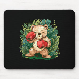 Boxer Bear With Boxing Gloves Kickboxing Funny Box Mouse Pad