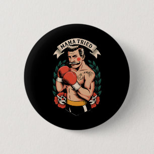 Boxer Boxing American Traditional Tattoo Art Flash 6 Cm Round Badge