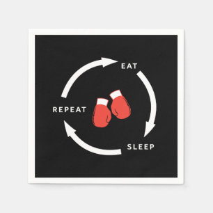 Boxer Boxing Eat Sleep Repeat Sports Fan Saying Napkin