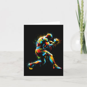 Boxer Boxing Ring Colourful Sport Kickboxer Traini Card