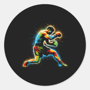 Boxer Boxing Ring Martial Art Sport Kickboxer Trai Classic Round Sticker