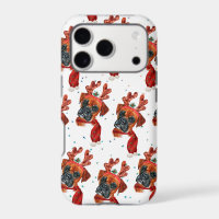 Boxer Breed Watercolor Dog Pattern Stars Christmas