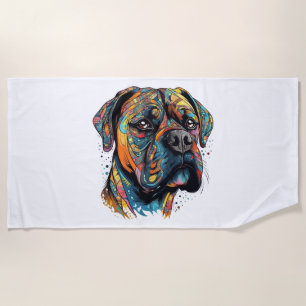 Boxer Buddies Playful Pup File Summary Digital Beach Towel