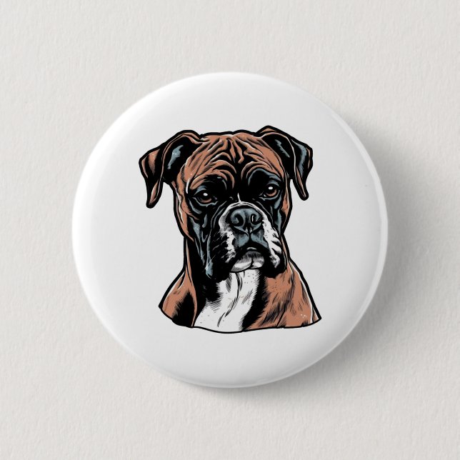 Boxer Buddy Humourous Protective 6 Cm Round Badge (Front)