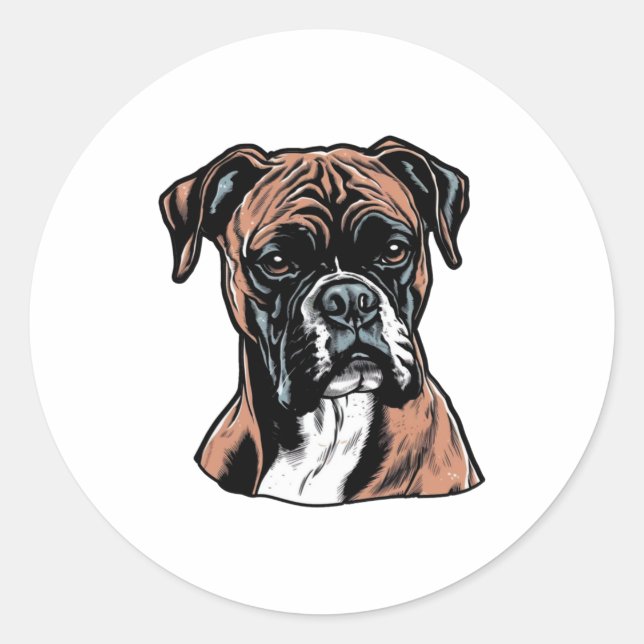 Boxer Buddy Humourous Protective Classic Round Sticker (Front)