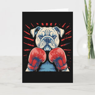 Boxer Bulldog With Boxing Gloves Kickboxing Funny Card