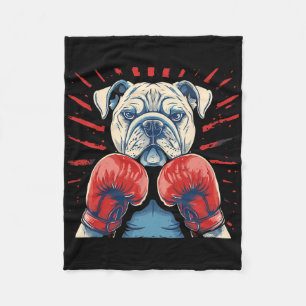 Boxer Bulldog With Boxing Gloves Kickboxing Funny  Fleece Blanket