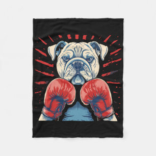 Boxer Bulldog With Boxing Gloves Kickboxing Funny  Fleece Blanket