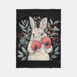 Boxer Bunny With Boxing Gloves Kickboxing Funny Bo Fleece Blanket