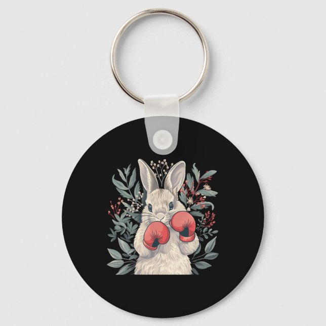 Boxer Bunny With Boxing Gloves Kickboxing Funny Bo Key Ring (Front)