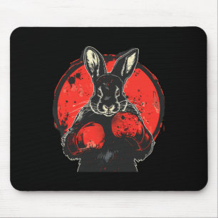 Boxer Bunny With Boxing Gloves Kickboxing Funny Bo Mouse Pad