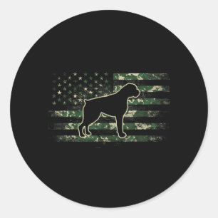 Boxer Camouflage American Flag USA Dog Lover Classic Round Sticker