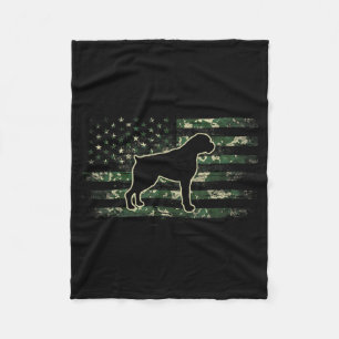 Boxer Camouflage American Flag USA Dog Lover Fleece Blanket