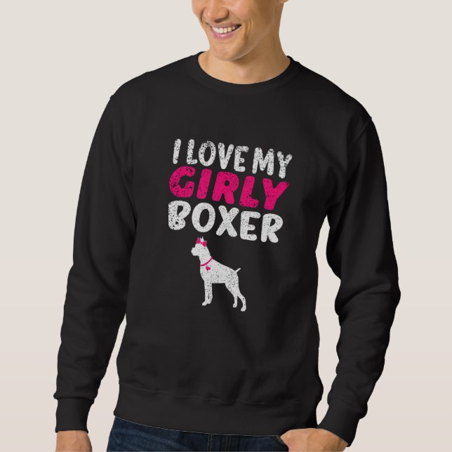 Boxer Canine Pet Funny Girl Dog Pup Gender Reveal  Sweatshirt (Front)