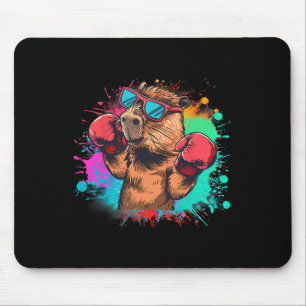 Boxer Capybyra With Boxing Gloves Kickboxing Funny Mouse Pad