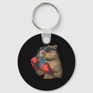 Boxer Capyra With Boxing Gloves Kickboxing Funny B Key Ring