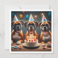 Boxer card, Boxer birthday card, Dog birthday