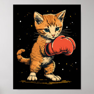Boxer Cat On Boxing Men Women Kids  Poster