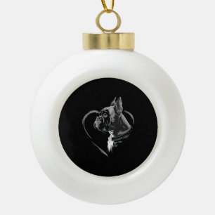 Boxer ceramic ball christmas ornament