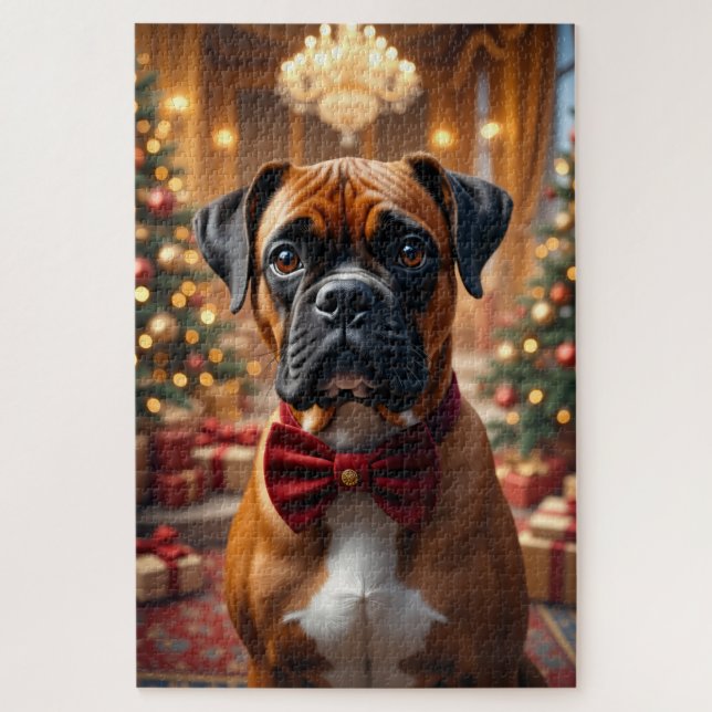 Boxer Christmas Art Jigsaw Puzzle (Vertical)