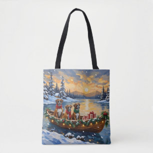 Boxer Christmas Boat Holiday Tote Bag