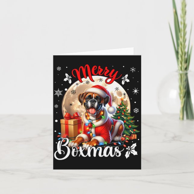 Boxer Christmas Boxer Dog Costume Boxer Xmas Merry Card (Front)