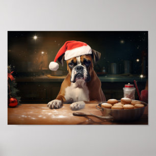 Boxer Christmas Cookies Festive Holiday Poster