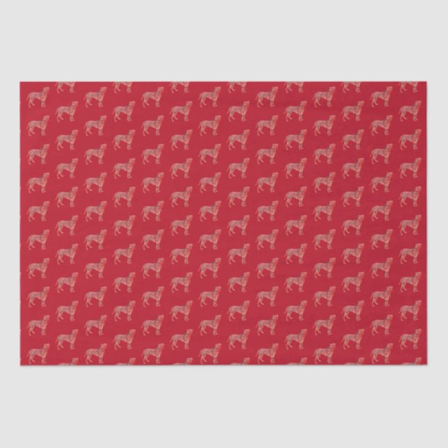Boxer Christmas Dog Cute Silhouette Red Tissue Paper (Front)