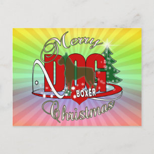 BOXER CHRISTMAS DOG HOLIDAY POSTCARD