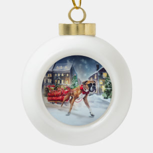 Boxer Christmas Festive Season Ceramic Ball Christmas Ornament