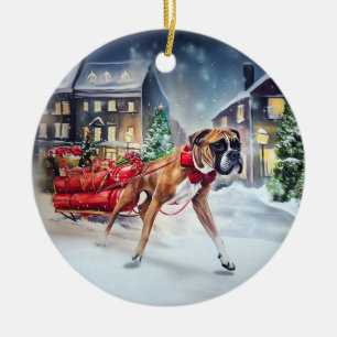 Boxer Christmas Festive Season Ceramic Ornament