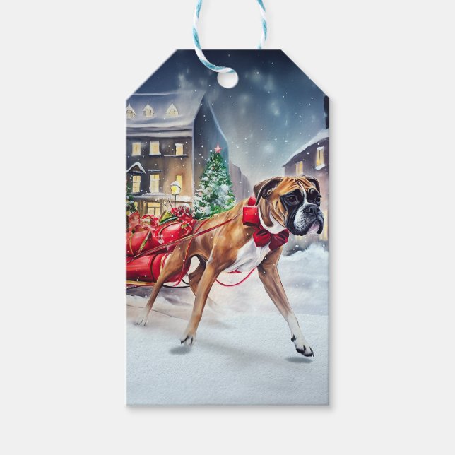 Boxer Christmas Festive Season Gift Tags (Front)